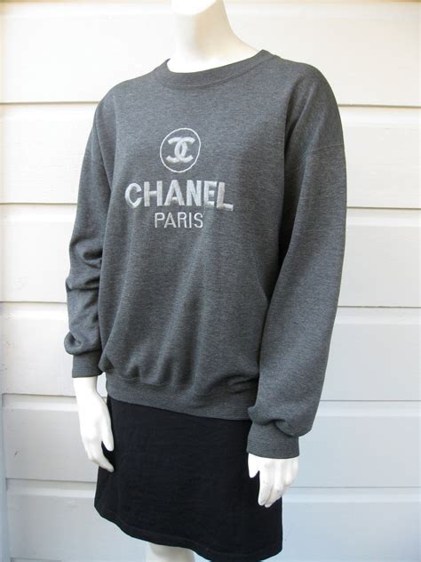 chanel sweatshirt grey|chanel sweatshirts for women.